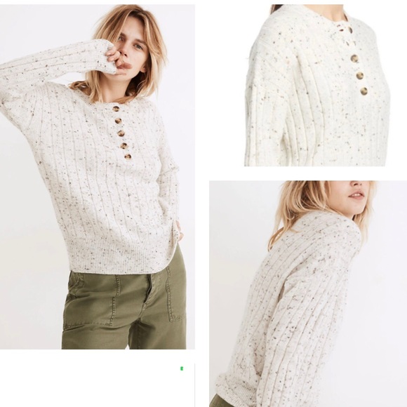 Madewell Donegal Bowden Henley 1/4 Button Wool Sweater Size S - Picture 4 of 11